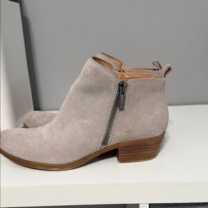 Lucky Brand Light Gray Suede Heeled Boots